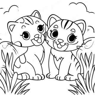 Pagina Para Colorir De Gatinhos Bengals Brincando Na Grama 75472-18549