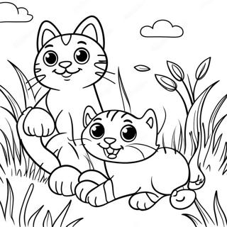 Pagina Para Colorir De Gatinhos Bengals Brincando Na Grama 75472-18550