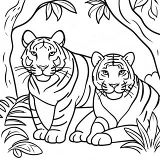 Pagina Para Colorir De Bengals Em Uma Cena De Selva 75475 18561