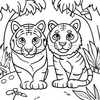 Pagina Para Colorir De Bengals Em Uma Cena De Selva 75475 18563