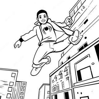 Pagina Para Colorir Do Miles Morales Pulando Sobre Predios 7565 1871