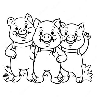 Desenho Para Colorir Dos Tres Porquinhos Felizes 76600-19430