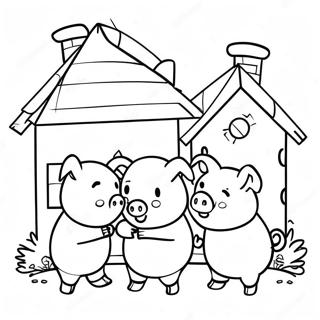 Desenho Para Colorir Dos Tres Porquinhos Construindo Uma Casa 76601 19436
