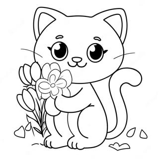 Pagina Para Colorir Da Garota Gato Fofa Com Flores 77731 20291