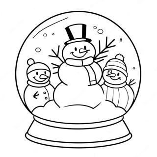 Pagina Para Colorir Do Globo De Neve Com O Boneco De Neve E Amigos 78947-21237