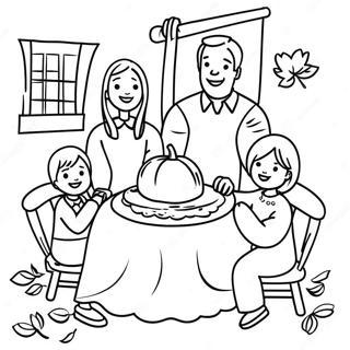 Pagina Para Colorir De Reuniao Familiar Alegre De Acao De Gracas 80822-22679