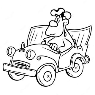 Fred Flintstone Em Seu Carro Pagina Para Colorir 81209-22977