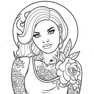Pagina Para Colorir De Garota Malvada Sassy Com Tatuagens Florais 81289-23047