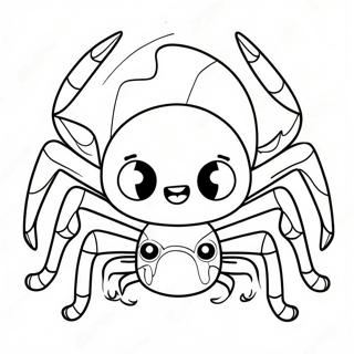 Aranha De Halloween De Desenho Animado Fofa Na Pagina Para Colorir 82163-23749