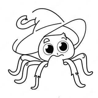 Aranha De Halloween Engracada Com Chapeu Na Pagina Para Colorir 82165-23759
