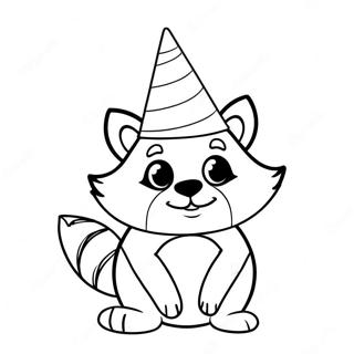 Pagina Para Colorir De Guaxinim Com Chapeu De Festa 84267-25401