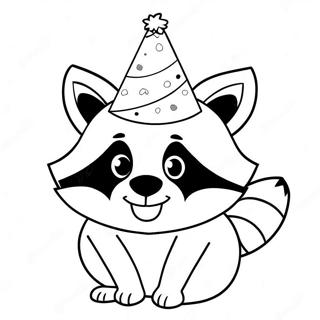 Pagina Para Colorir De Guaxinim Com Chapeu De Festa 84267-25402