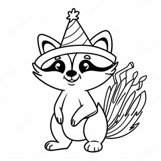 Pagina Para Colorir De Guaxinim Com Chapeu De Festa 84267-25403