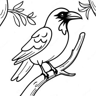 Pagina Para Colorir De Corvo Realista Empoleirado Em Um Galho 84420-25518