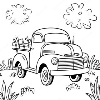 Pagina Para Colorir De Caminhao Azul Pequeno Em Um Campo Ensolarado 84447-25541