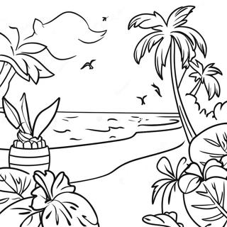 Pagina Para Colorir De Cena Tropical De Luau 84675-25710