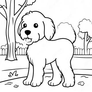 Pagina Para Colorir De Um Goldendoodle Peludo Em Um Parque 85519-26455