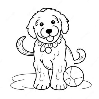 Pagina Para Colorir De Um Goldendoodle Brincalhao Com Uma Bola 85520-26459