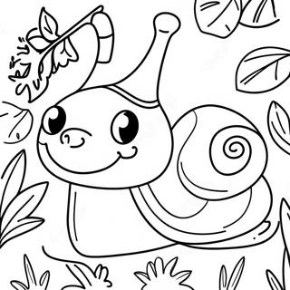 Caracol Sorridente Em Uma Folha Pagina Para Colorir 86981-27603