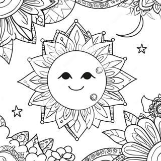 Sol E Lua Boêmios Para Adultos Páginas Para Colorir