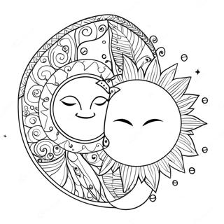 Desenho Para Colorir Do Sol E Da Lua Boemios Intrincados 88442-28901