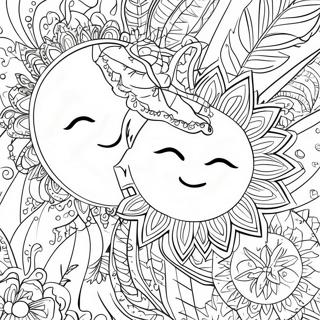 Desenho Para Colorir Do Sol E Da Lua Boemios Intrincados 88442-28902