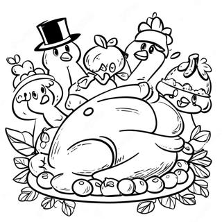 Pagina Para Colorir Do Banquete De Acao De Gracas Da Familia Bluey 89009-29337