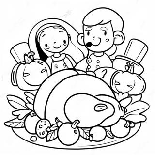 Pagina Para Colorir Do Banquete De Acao De Gracas Da Familia Bluey 89009-29338