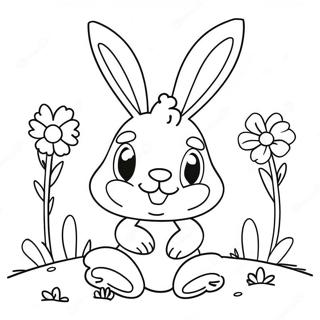 Pagina Para Colorir De Coelho Da Pascoa Sorridente Com Flores 89320-29592