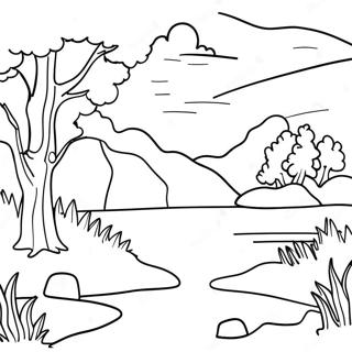 Pagina Para Colorir De Paisagem Do Por Do Sol Colorida Em Aquarela 90066-30162