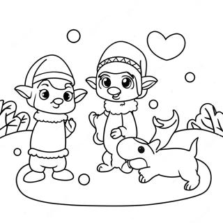 Pagina Para Colorir De Animais De Estimacao Elfos Fofos Brincando Na Neve 90169-30238