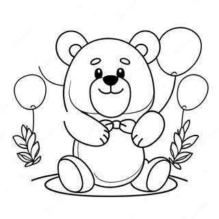 Pagina Para Colorir Do Urso De Goma Fofo Com Baloes 90299-30337