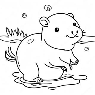 Pagina Para Colorir Da Capivara Feliz Nadando 90326-30363