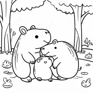 Pagina Para Colorir Da Familia De Capivaras No Parque 90327-30365