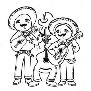 Página Para Colorir Da Banda Mariachi De Cinco De Mayo Páginas Para Colorir