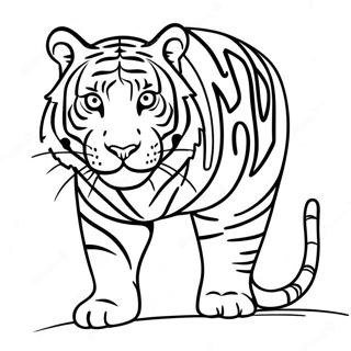 Tigre Listrado Caminhando Pagina Para Colorir 9116 107