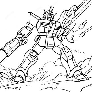Pagina Para Colorir Da Cena De Batalha Do Gundam 91380-31248