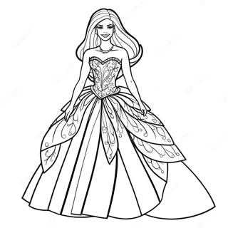 Paginas Para Colorir Da Barbie Em Um Vestido Brilhante 913-731