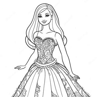 Paginas Para Colorir Da Barbie Em Um Vestido Brilhante 913-732