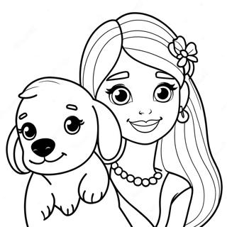 Paginas Para Colorir Da Barbie Com Um Cachorrinho Fofo 914-1385