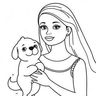 Paginas Para Colorir Da Barbie Com Um Cachorrinho Fofo 914-1386