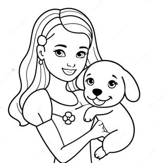 Paginas Para Colorir Da Barbie Com Um Cachorrinho Fofo 914-1387