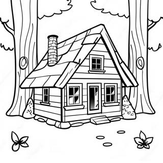 Pagina Para Colorir De Cabana Encantadora Na Floresta 91789-31576