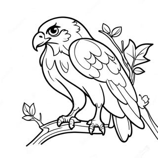 Pagina Para Colorir Do Falcao Elegante Empoleirado Em Um Galho 92353 32017
