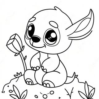 Pagina Para Colorir Do Stitch Fofo Com Flores 92376-32025