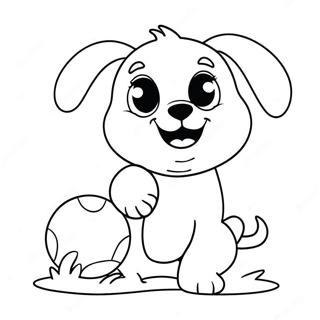 Pagina Para Colorir Cachorrinho Fofo Brincando Com Bola 92864-32405