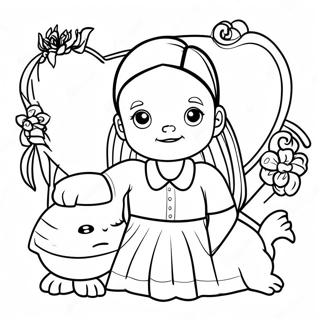 Pagina Para Colorir Da Wednesday Addams Com Pugsley 93614-32997
