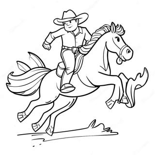 Pagina Para Colorir De Cowboy Montando Um Cavalo Selvagem 93714-33067