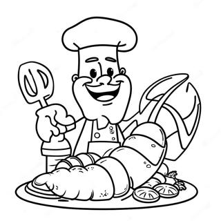 Lagosta Chef Cozinhando Para Colorir 93923-33238
