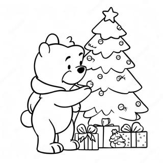Pagina Para Colorir De Winnie The Pooh Decorando Uma Arvore De Natal 94023-33309